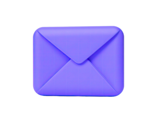 A stylized, rounded-square purple envelope against a stark black background