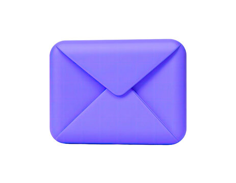 A stylized, rounded-square purple envelope against a stark black background