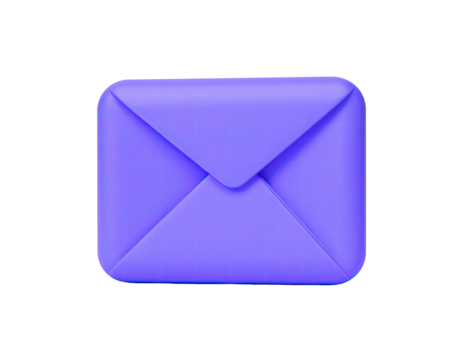 A stylized, rounded-square purple envelope against a stark black background