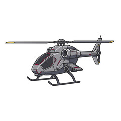 Modern grey helicopter in flight with sleek aerodynamic design