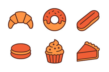 Colorful collection of popular sweet bakery pastries and delicious dessert treats