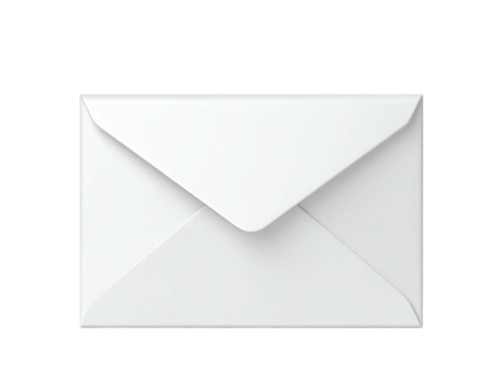 A close-up of a pristine, white envelope on a stark black background