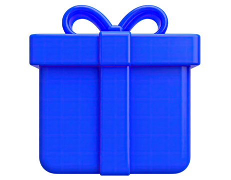 3D render of a blue present box with a ribbon and bow on a black background - Powered by Adobe