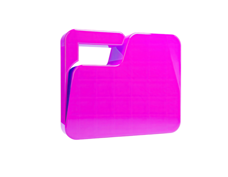 A glossy, pink computer file icon with rounded corners, isolated on black