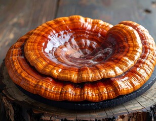 Orange Reishi Mushroom Close Up.