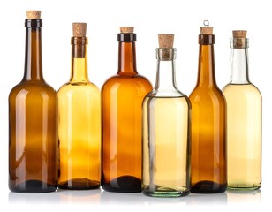Empty Glass Bottles of Various Colors.