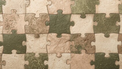 Fototapeta premium A close up view of interlocking puzzle pieces in neutral tones