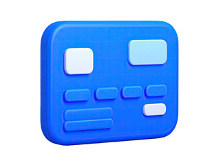 Rendered 3D blue credit card with abstract design elements, floating
