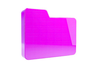 A vibrant, 3D rendered, glossy pink folder icon against a black background