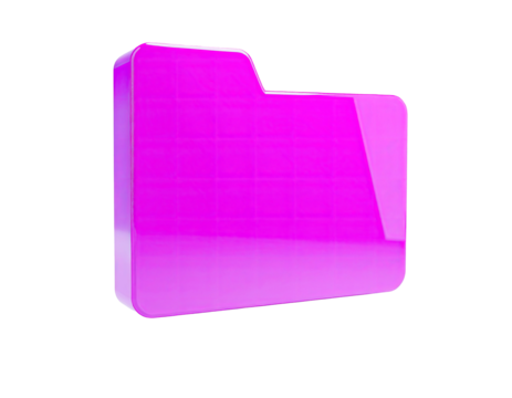 A vibrant, 3D rendered, glossy pink folder icon against a black background