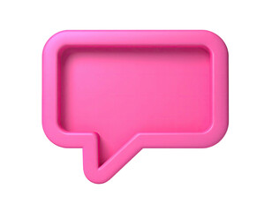 3D rendering of a pink speech bubble on a black background