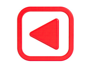 A vibrant, red, 3D "rewind" icon inside a square on a black background