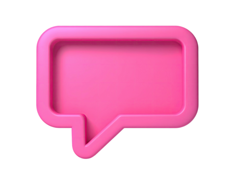 3D rendering of a pink speech bubble on a black background