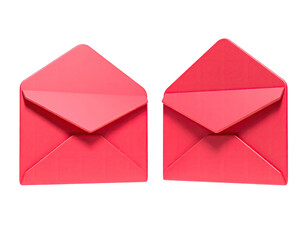 Two open, bright red envelopes on a black background, front-facing and angled