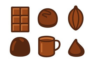 Delightful assortment of chocolate confections and a warm mug of cocoa captured in a fun and colorful style