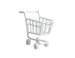 3D, white, simplified shopping cart, isometric, on a black background