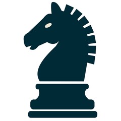 Chess knight piece illustration in flat minimalist vector style. Symbol of strategy, intelligence, and board games.