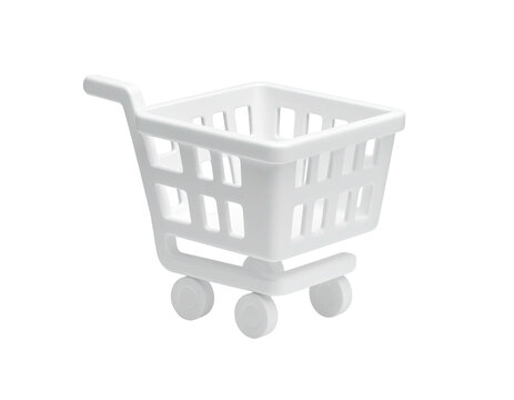 3D rendered minimalist white shopping cart against a black background - Powered by Adobe