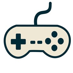 Retro video game controller icon. Minimal flat vector illustration of joystick for gaming, play, and entertainment concepts.