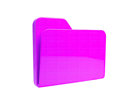 Glossy, vibrant pink folder icon rendered in 3D, set against a black background