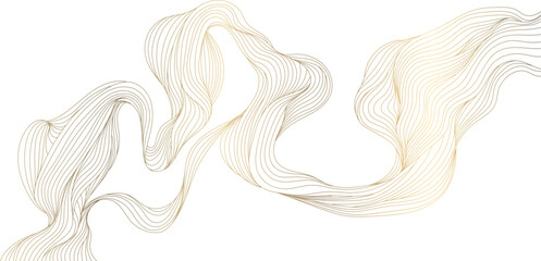 Elegant abstract vector background, golden wave lines, smooth gradient, flowing geometric curves, Japanese aesthetics. Luxury cards, award ribbons, modern banner, premium pattern.