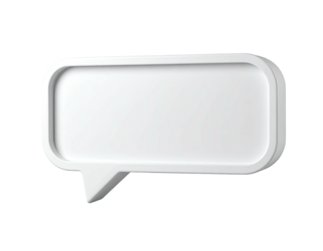 3D rendered white speech bubble floating on a black background