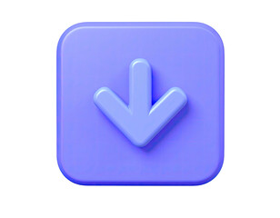3D rendering of a lilac arrow icon within a square, with rounded edges, black background