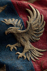 Fototapeta premium Vintage American flag with bold eagle silhouette design