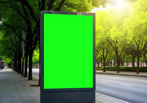New York city with vertical digital OOH mockup with green screen. generative ai
