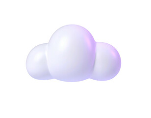 Glossy, 3D-rendered cloud icon floating against a black background
