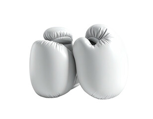 Two white boxing gloves resting together, isolated on a solid black background