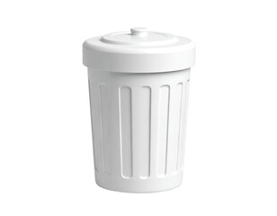 3D rendering of a plain white cylindrical waste receptacle with a lid