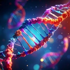 3d dna string with vibrant colors for genetic background.