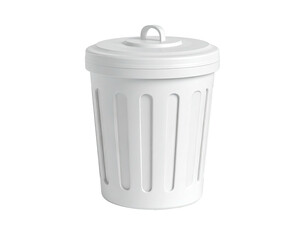 3D-rendered white trash bin with a lid and pull-up handle on a black background