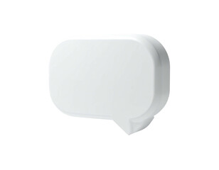 A 3D rendered, off-white, speech bubble with a slight shadow on a black backdrop
