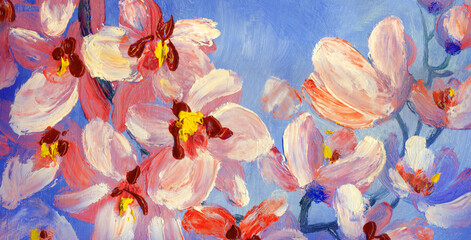 White orchid branch. Oil painting © Marina