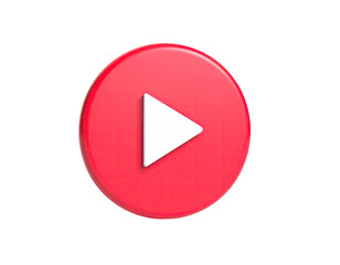 A red circular button with a white triangle play symbol in the center on black