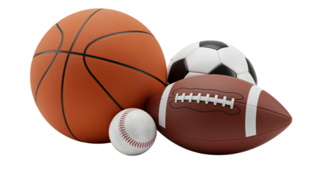 Basketball soccer football baseball isolated on a transparent background