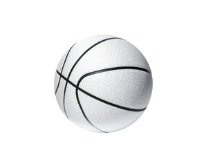 A clean white basketball with black lines against a dark background