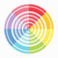 Colorful concentric circles divided into six segments, creating a vibrant and eye-catching design.