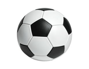 A detailed soccer ball with black and white pentagonal and hexagonal panels
