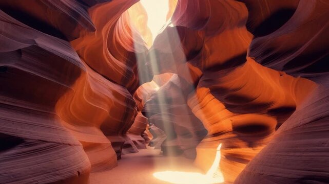 Sunlight shining through the narrow canyon walls of antelope canyon, arizona