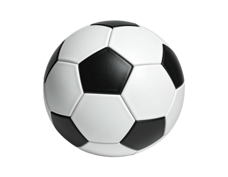A detailed soccer ball with black and white pentagonal and hexagonal panels