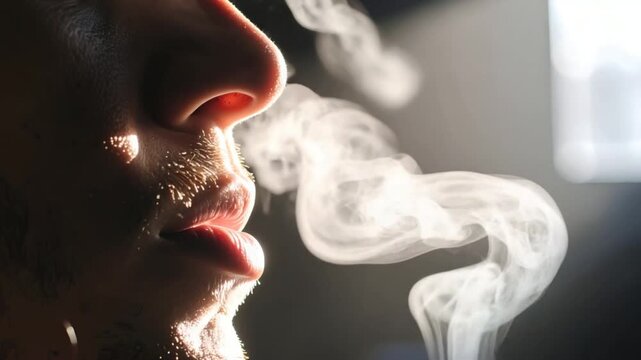 Close up smoking profile