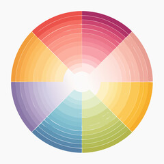 Obraz premium A vibrant color wheel showcasing a spectrum of hues, gradients, and shades in a circular design.