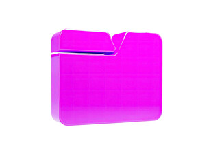 A bright, stylized, three-dimensional, magenta folder on a black background