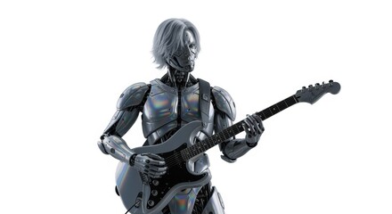 Fototapeta premium Cybernetic Musician Playing an Electric Guitar