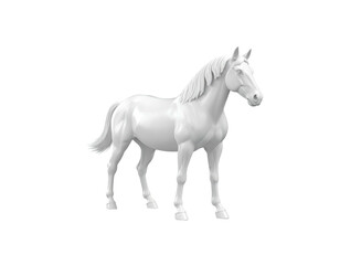 Fototapeta premium A pristine, all-white horse sculpture in a side-facing, standing pose