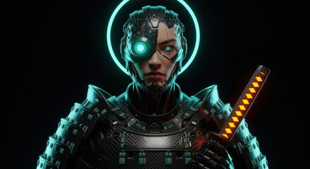 Portrait of a Cybernetic Samurai Warrior