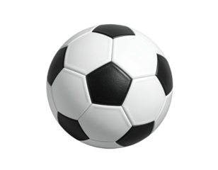 A classic, black and white, soccer ball in perfect condition, isolated on black